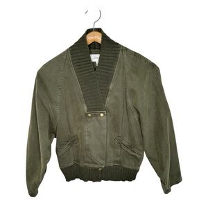 The Great Bomber Jacket Olive Green Size Small Cotton Twill Military Utility